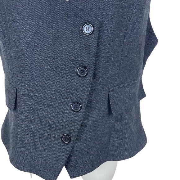 JYDress Women’s Dark Gray Herringbone Vest Button Down Sleeveless Size XL - New - Picture 4 of 8